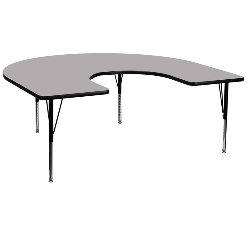 Flash Furniture 60”W x 66”L Horseshoe Grey Thermal Laminate Activity Table – Height Adjustable Short Legs – XU-A6066-HRSE-GY-T-P-GG Sale