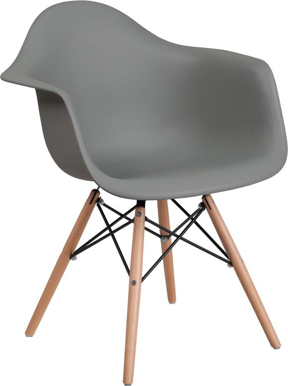 Flash Furniture Alonza Series Moss Gray Plastic Chair with Wood Base – FH-132-DPP-GY-GG Online