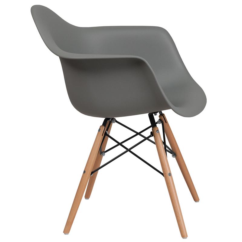 Flash Furniture Alonza Series Moss Gray Plastic Chair with Wood Base – FH-132-DPP-GY-GG Online