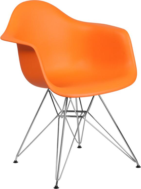 Flash Furniture Alonza Series Orange Plastic Chair with Chrome Base – FH-132-CPP1-OR-GG *DNO (Discontinued) Supply