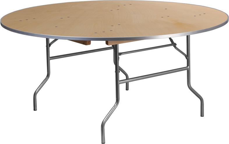Flash Furniture 66” Round HEAVY DUTY Birchwood Folding Banquet Table with METAL Edges – XA-66-BIRCH-M-GG Discount