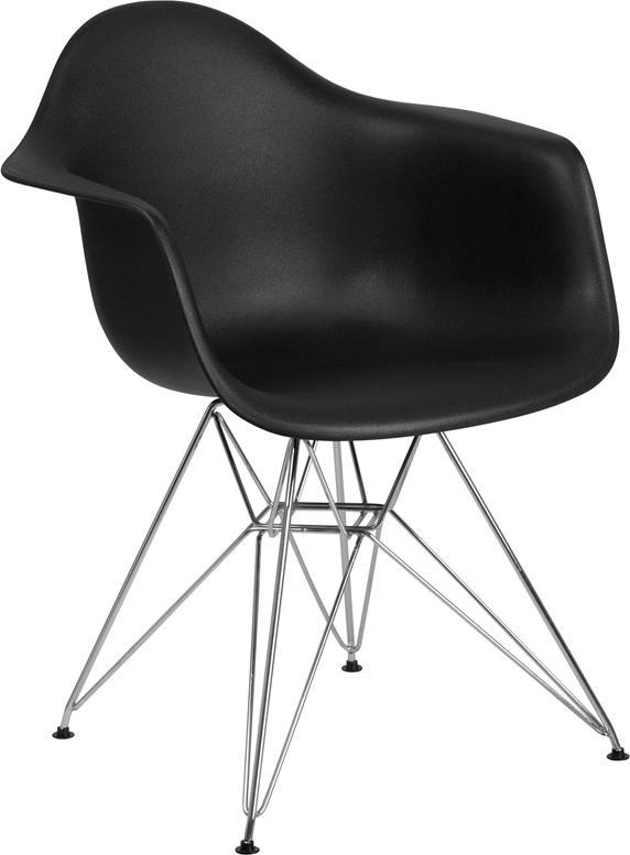 Flash Furniture Alonza Series Black Plastic Chair with Chrome Base – FH-132-CPP1-BK-GG Online Sale