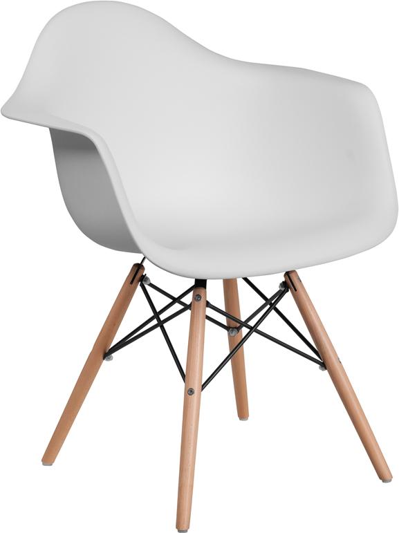 Flash Furniture Alonza Series White Plastic Chair with Wood Base – FH-132-DPP-WH-GG Fashion