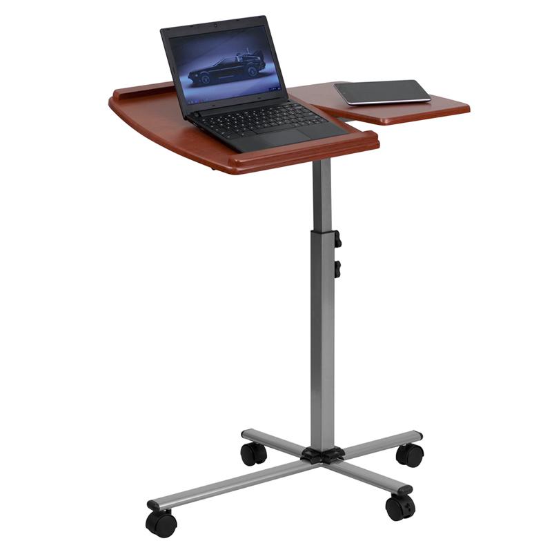 Flash Furniture Angle and Height Adjustable Mobile Laptop Computer Table with Cherry Top – NAN-JN-2762-GG Online now