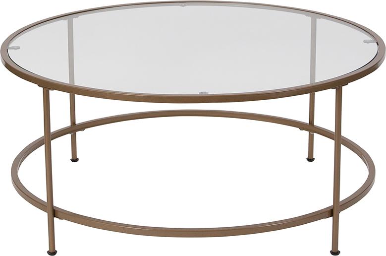 Flash Furniture Astoria Collection Glass Coffee Table with Matte Gold Frame – NAN-JN-21750CT-GG Online Hot Sale