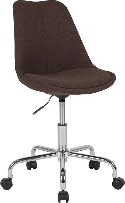Flash Furniture Aurora Series Mid-Back Brown Fabric Task Chair with Pneumatic Lift and Chrome Base – CH-152783-BN-GG Supply