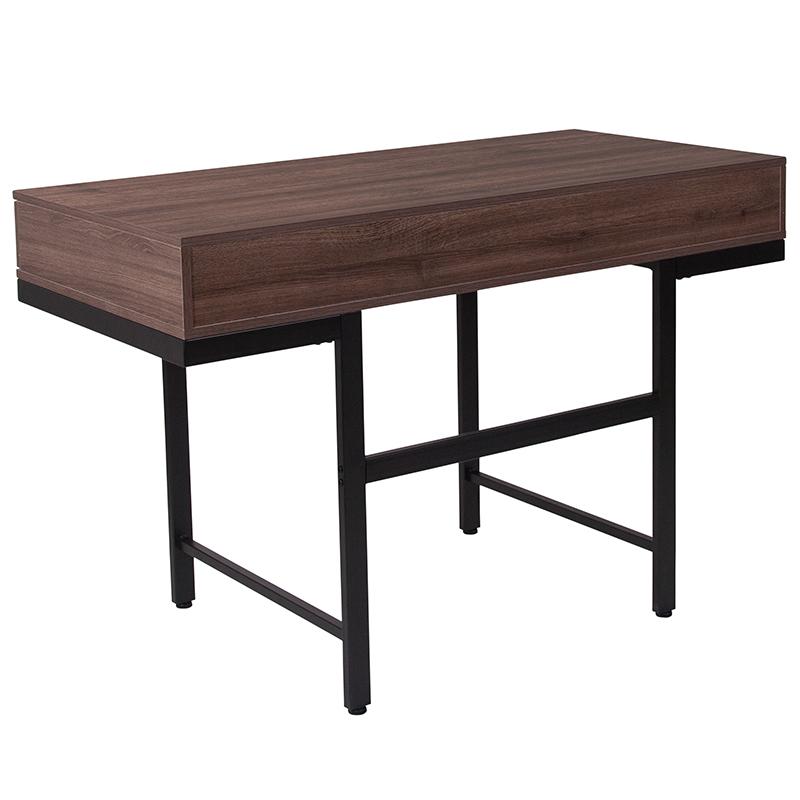 Flash Furniture Bartlett Dark Ash Wood Grain Finish Computer Desk with Drawers and Black Metal Legs – NAN-NJ-29315-GG Fashion