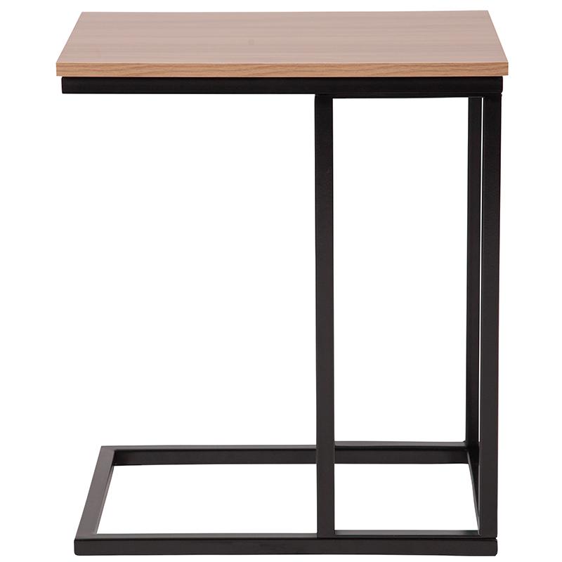 Flash Furniture Aurora Rustic Wood Grain Finish Side Table with Black Metal Cantilever Base – NAN-ST6819-GG Supply