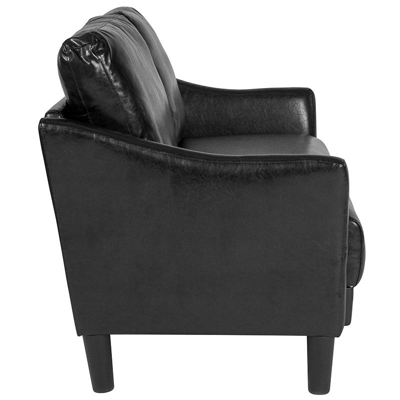 Flash Furniture Asti Upholstered Loveseat in Black Leather – SL-SF915-2-BLK-GG Online now
