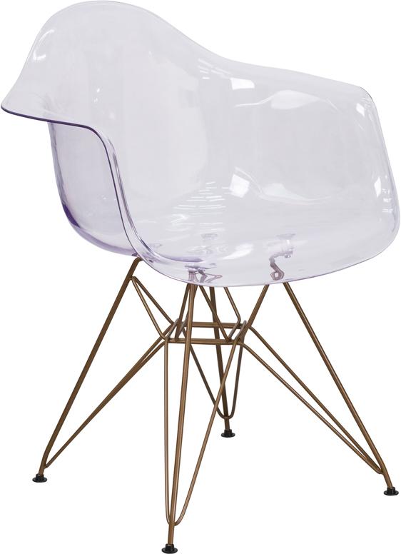 Flash Furniture Alonza Series Transparent Side Chair with Gold Base – FH-132-CPC1-GG Hot on Sale