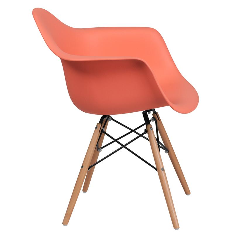 Flash Furniture Alonza Series Peach Plastic Chair with Wood Base – FH-132-DPP-PE-GG Fashion
