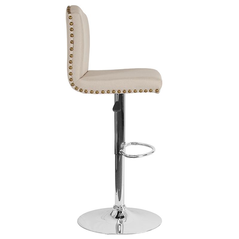 Flash Furniture Bellagio Contemporary Adjustable Height Barstool with Accent Nail Trim in Beige Fabric – DS-8111-BGE-F-GG *DNO (Discontinued) Discount