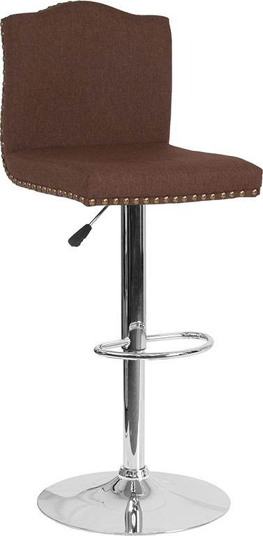 Flash Furniture Bellagio Contemporary Adjustable Height Barstool with Accent Nail Trim in Brown Fabric – DS-8111-BRN-F-GG Fashion