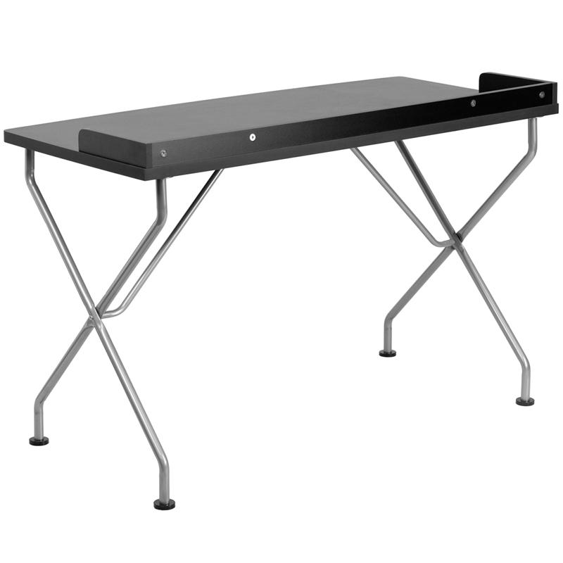 Flash Furniture Black Computer Desk with Raised Border and Silver Metal Frame – NAN-JN-2116-BK-GG Sale