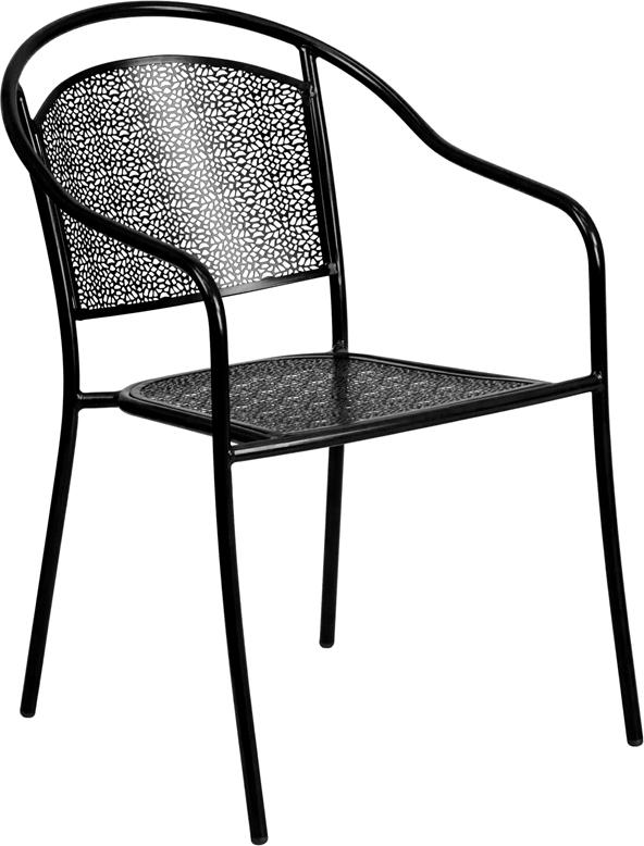 Flash Furniture Black Indoor-Outdoor Steel Patio Arm Chair with Round Back – CO-3-BK-GG Online