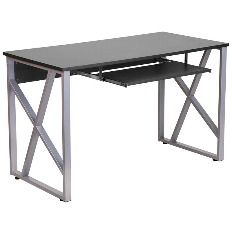 Flash Furniture Black Computer Desk with Pull-Out Keyboard Tray and Cross-Brace Frame – NAN-WK-004-GG on Sale