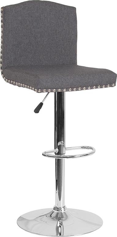 Flash Furniture Bellagio Contemporary Adjustable Height Barstool with Accent Nail Trim in Dark Gray Fabric – DS-8111-DGY-F-GG Online Hot Sale