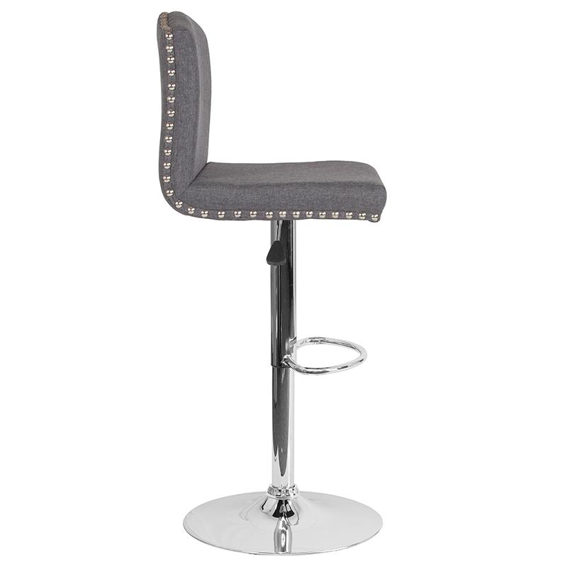 Flash Furniture Bellagio Contemporary Adjustable Height Barstool with Accent Nail Trim in Dark Gray Fabric – DS-8111-DGY-F-GG Online Hot Sale