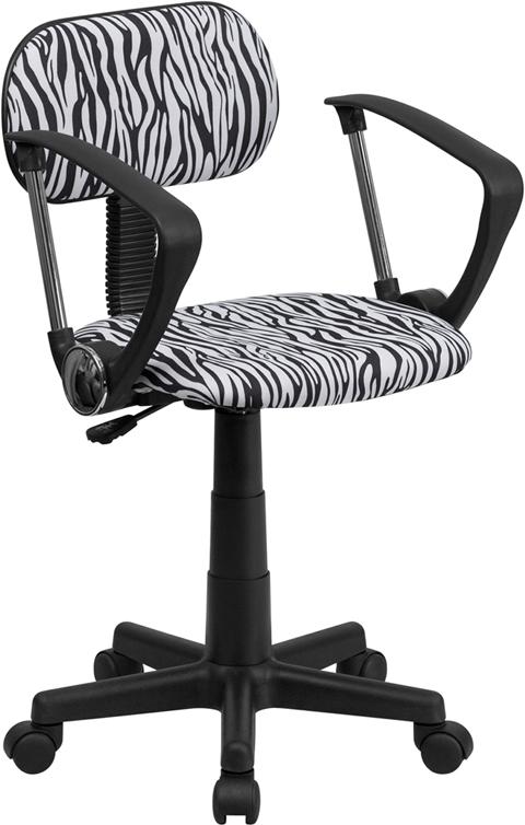 Flash Furniture Black and White Zebra Print Swivel Task Chair with Arms – BT-Z-BK-A-GG *DNO (Discontinued) Sale