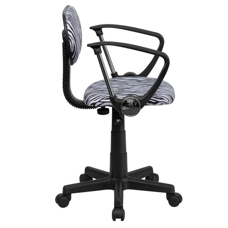Flash Furniture Black and White Zebra Print Swivel Task Chair with Arms – BT-Z-BK-A-GG *DNO (Discontinued) Sale