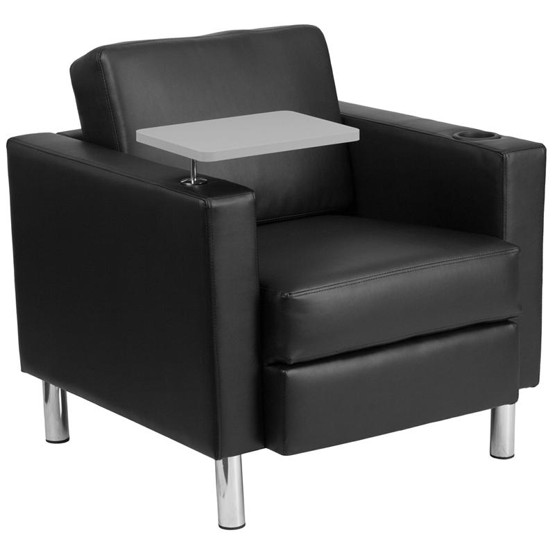 Flash Furniture Black Leather Guest Chair with Tablet Arm, Tall Chrome Legs and Cup Holder – BT-8219-BK-GG Online Sale