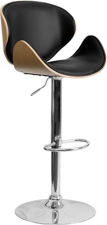 Flash Furniture Beech Bentwood Adjustable Height Barstool with Curved Back and Black Vinyl Seat – SD-2203-BEECH-GG Sale