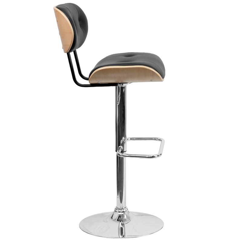 Flash Furniture Beech Bentwood Adjustable Height Barstool with Button Tufted Black Vinyl Seat – SD-2228-BEECH-GG Fashion