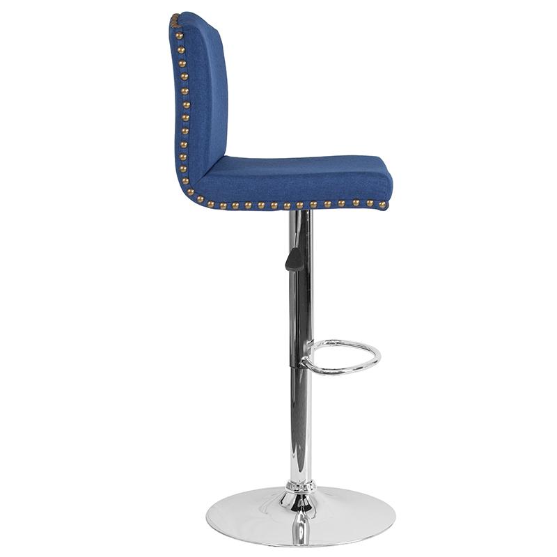 Flash Furniture Bellagio Contemporary Adjustable Height Barstool with Accent Nail Trim in Blue Fabric – DS-8111-BLU-F-GG Sale