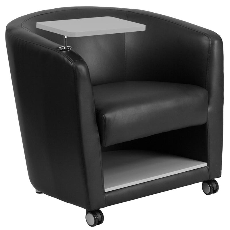 Flash Furniture Black Leather Guest Chair with Tablet Arm, Front Wheel Casters and Under Seat Storage – BT-8220-BK-CS-GG Discount