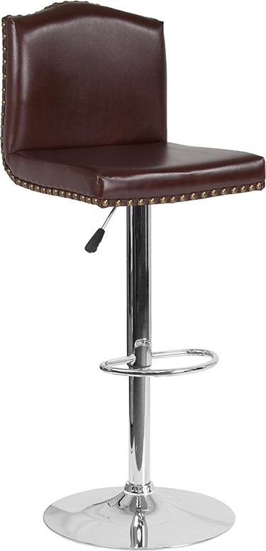 Flash Furniture Bellagio Contemporary Adjustable Height Barstool with Accent Nail Trim in Brown Leather – DS-8111-BRN-GG *DNO (Discontinued) Discount