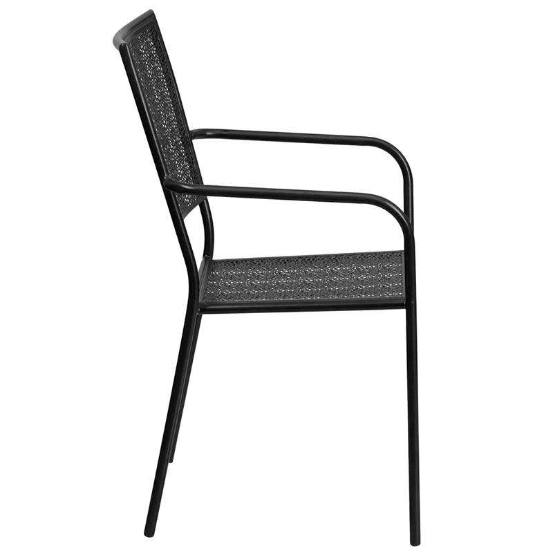 Flash Furniture Black Indoor-Outdoor Steel Patio Arm Chair with Square Back – CO-2-BK-GG Hot on Sale