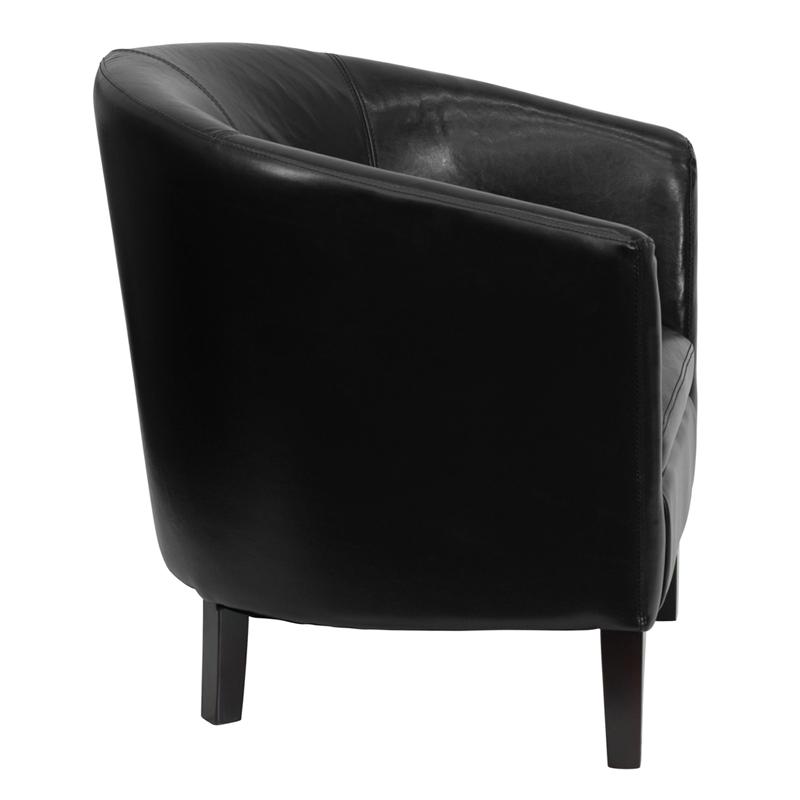 Flash Furniture Black Leather Barrel Shaped Guest Chair – GO-S-11-BK-BARREL-GG Online now