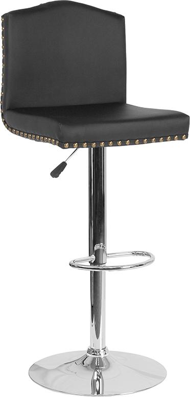 Flash Furniture Bellagio Contemporary Adjustable Height Barstool with Accent Nail Trim in Black Leather – DS-8111-BLK-GG Online
