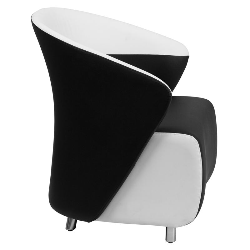 Flash Furniture Black Leather Curved Barrel Back Lounge Chair with Melrose White Detailing – ZB-7-GG Online Hot Sale