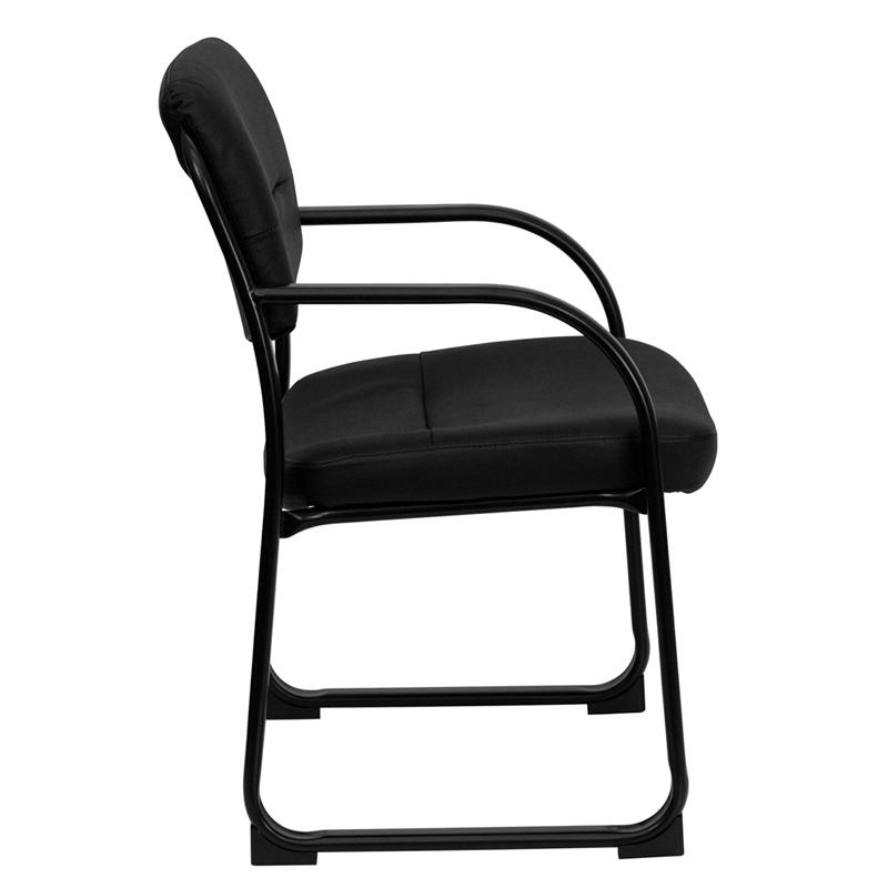 Flash Furniture Black Leather Executive Side Reception Chair with Sled Base – BT-510-LEA-BK-GG Fashion