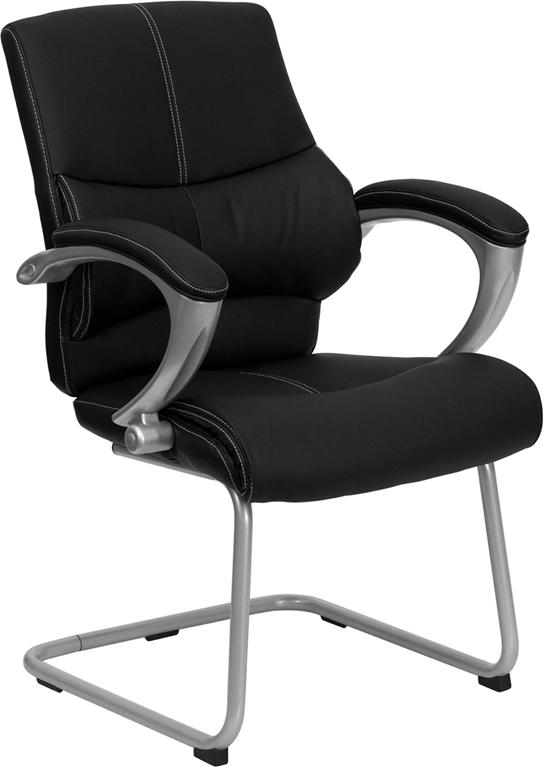 Flash Furniture Black Leather Executive Side Reception Chair with Silver Sled Base – H-9637L-3-SIDE-GG Hot on Sale
