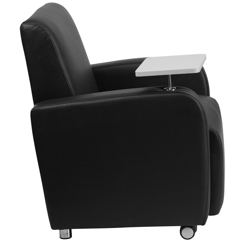 Flash Furniture Black Leather Guest Chair with Tablet Arm, Front Wheel Casters and Cup Holder – BT-8217-BK-CS-GG Fashion