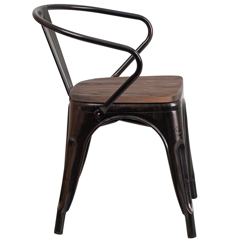 Flash Furniture Black-Antique Gold Metal Chair with Wood Seat and Arms – CH-31270-BQ-WD-GG Sale