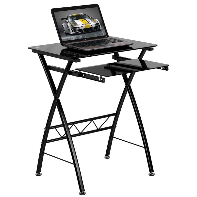 Flash Furniture Black Tempered Glass Computer Desk with Pull-Out Keyboard Tray – NAN-CP-60-GG Supply