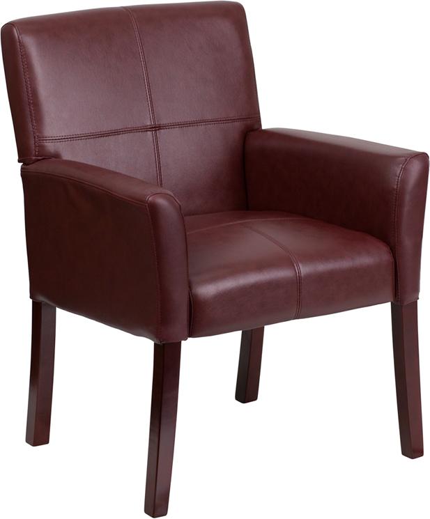 Flash Furniture Burgundy Leather Executive Side Reception Chair with Mahogany Legs – BT-353-BURG-GG Hot on Sale