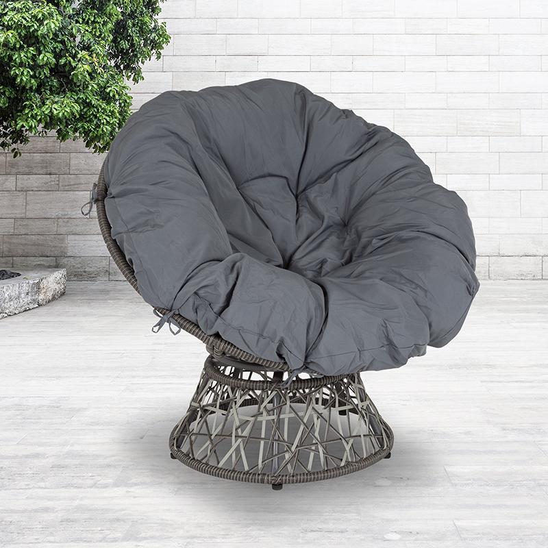 Flash Furniture Bowie Comfort Series Swivel Patio Chair with Dark Gray Cushion – JE-5101W-GG Online