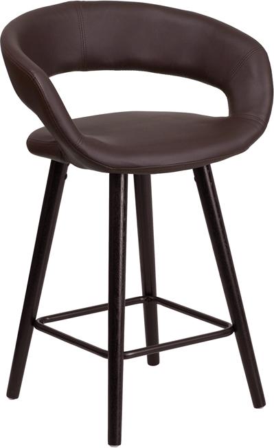 Flash Furniture Brynn Series 23.75” High Contemporary Cappuccino Wood Counter Height Stool in Brown Vinyl – CH-152561-BRN-VY-GG Supply