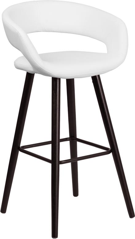 Flash Furniture Brynn Series 29” High Contemporary Cappuccino Wood Barstool in White Vinyl – CH-152560-WH-VY-GG Online