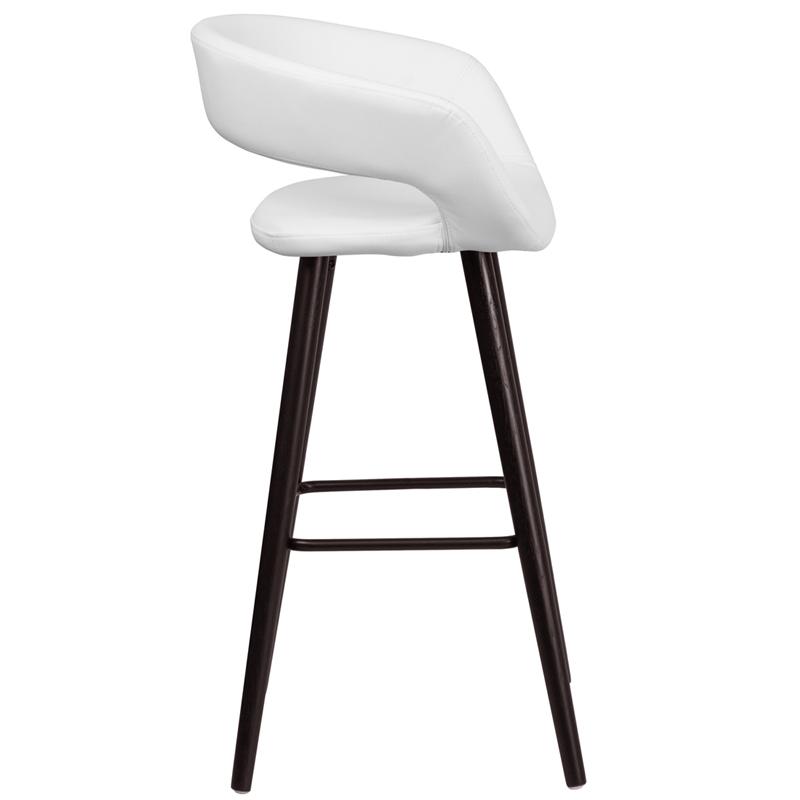 Flash Furniture Brynn Series 29” High Contemporary Cappuccino Wood Barstool in White Vinyl – CH-152560-WH-VY-GG Online