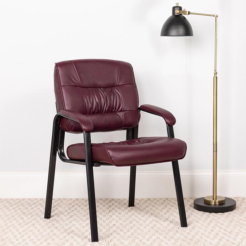 Flash Furniture Burgundy Leather Executive Side Reception Chair with Black Metal Frame – BT-1404-BURG-GG Online