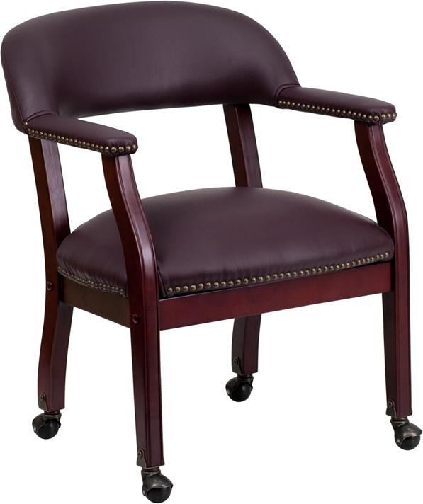 Flash Furniture Burgundy Top Grain Leather Conference Chair with Accent Nail Trim and Casters – B-Z100-LF19-LEA-GG Sale