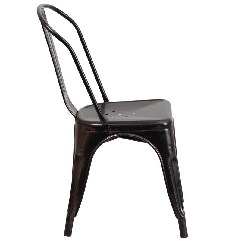 Flash Furniture Black-Antique Gold Metal Indoor-Outdoor Stackable Chair – CH-31230-BQ-GG Discount