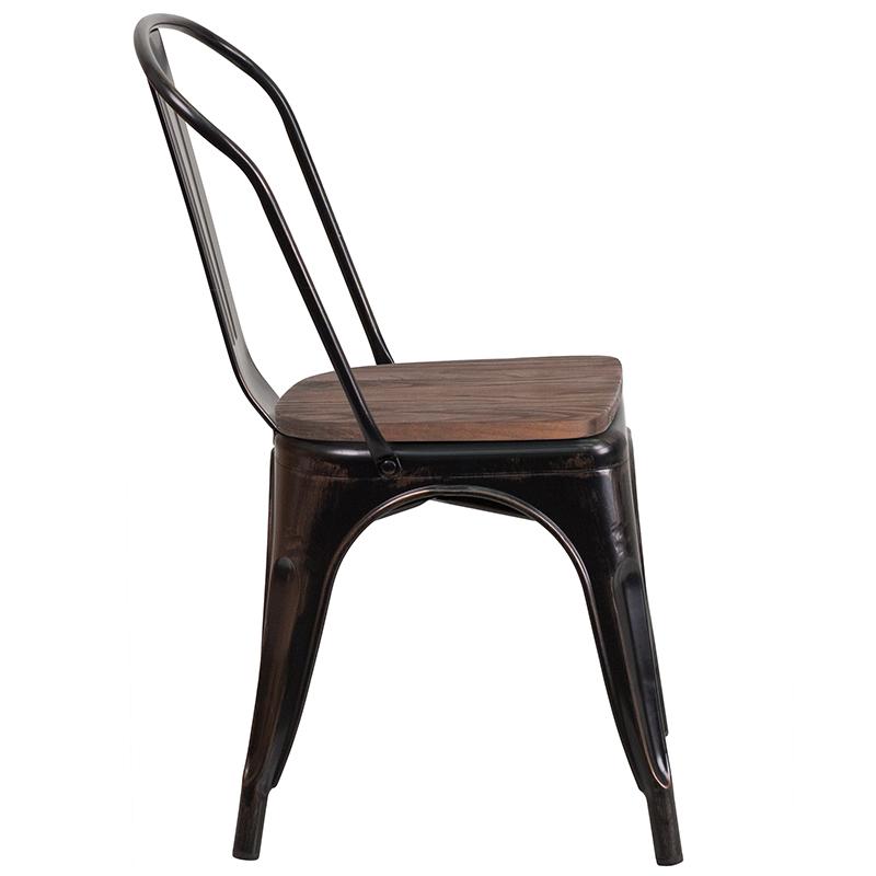 Flash Furniture Black-Antique Gold Metal Stackable Chair with Wood Seat – CH-31230-BQ-WD-GG Online