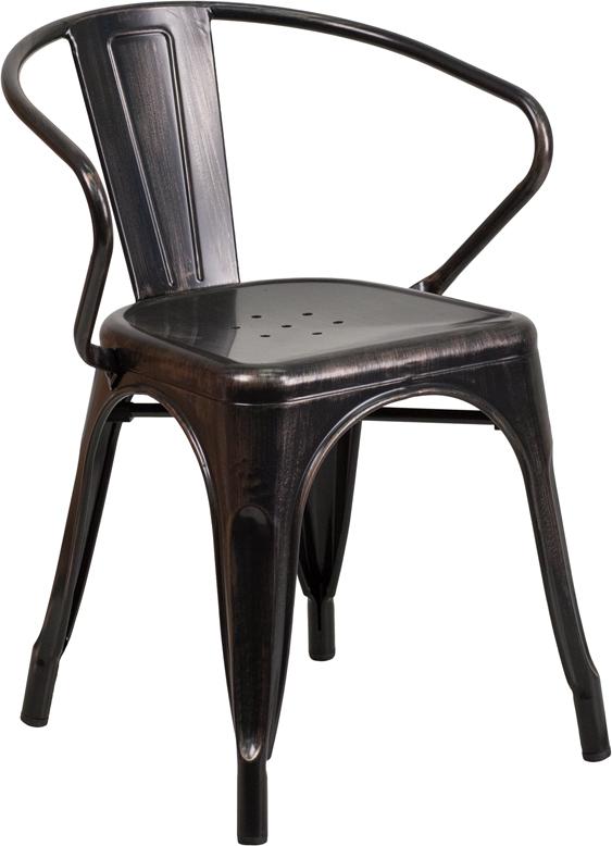 Flash Furniture Black-Antique Gold Metal Indoor-Outdoor Chair with Arms – CH-31270-BQ-GG on Sale