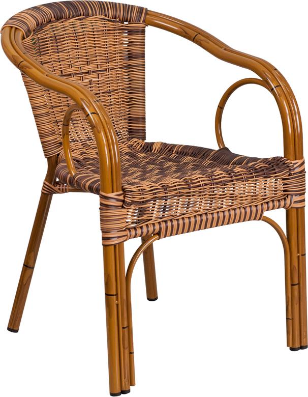 Flash Furniture Cadiz Series Burning Brown Rattan Restaurant Patio Chair with Dark Red Bamboo-Aluminum Frame – SDA-AD632009D-1-GG Sale
